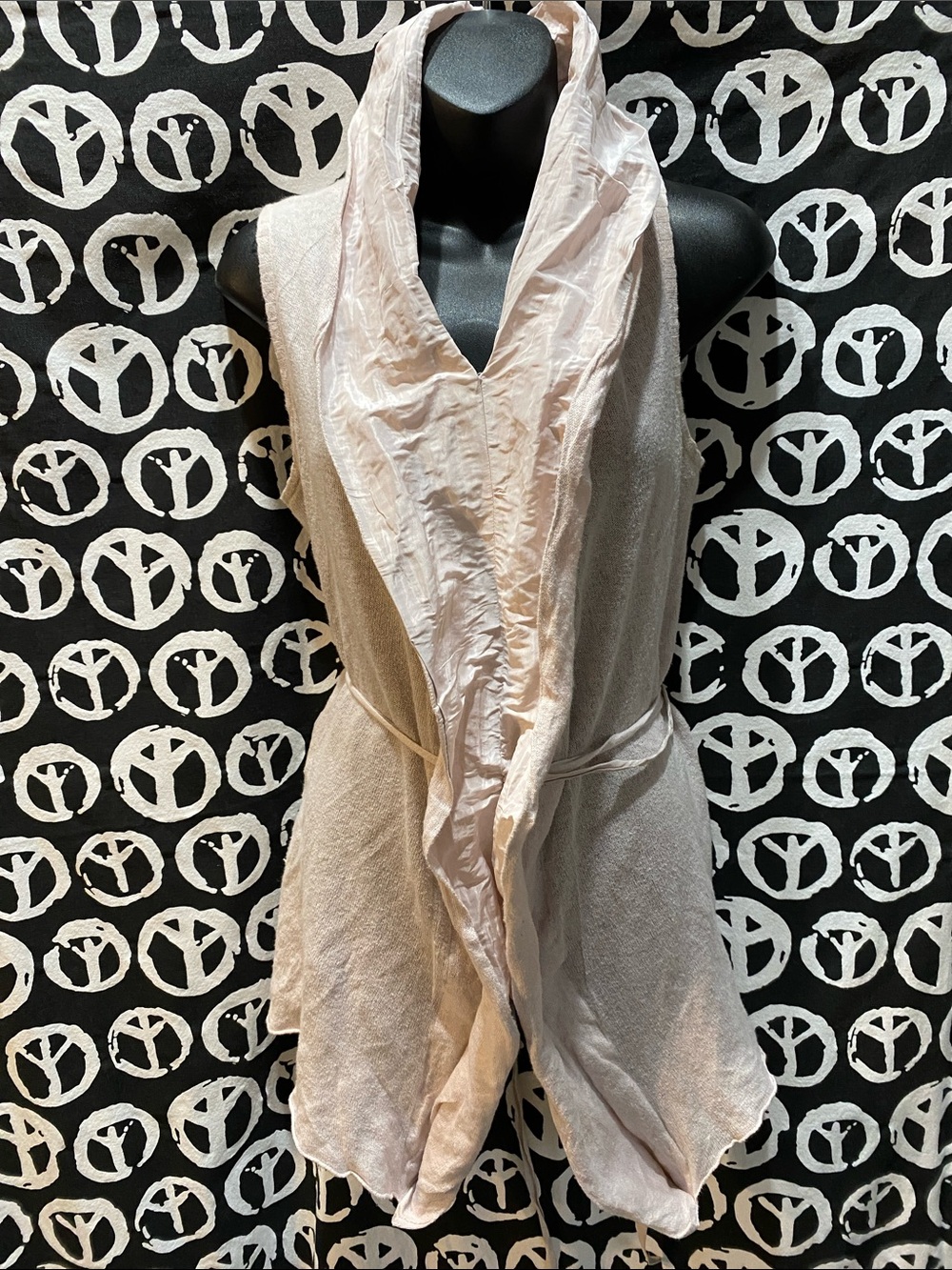 CREA CONCEPT Light Blush Draped Open Front Sweater Vest SZ S